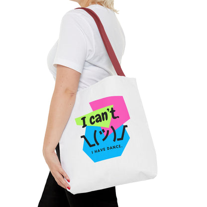 "I Can't. I Have Dance." – 80s Retro Emoji Canvas Tote Bag for Dancers | Funny Dance Quote Reusable Shoulder Bag