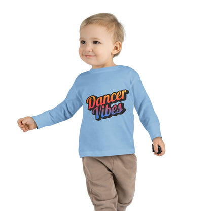 "Dancer Vibes" Toddler Dance T-Shirt – Colorful Text Graphic Long Sleeve Tee for Kids