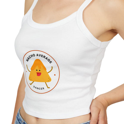 "Nacho Average Dancer" Women’s Spaghetti Strap Tank Top – Cute Nacho Dance Graphic | Funny Pun Apparel for Dancers & Food Lovers