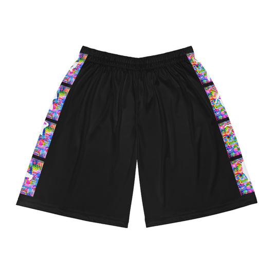 Levels Premium Collection, Vibrant Dancer-Pattern Basketball Shorts, Sportswear, Summer Wear, Active Lifestyle, Gift for Dancers, Colorful Gym Shorts