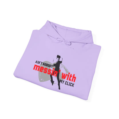 “Ain’t Nobody Messin’ with My Click” Tap Dance Graphic with Tap Shoes & Dancer | Streetwear-Inspired Tap Dancing Hoodie for Dancers - Unisex Heavy Blend™ Hooded Sweatshirt