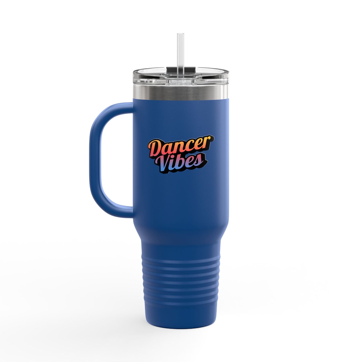 "Dancer Vibes" 40oz Insulated Travel Mug – Retro-Inspired Stainless Steel Tumbler for Dance Lovers | Hot & Cold Beverage Travel Cup with Handle and Leak-Proof Lid
