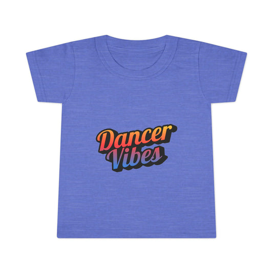 "Dancer Vibes" Toddler Dance T-Shirt – Colorful Text Graphic Short Sleeve Tee for Kids