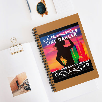 "Line Dancer, Get Your Boots in Line" Western-Inspired Design – Spiral Dance Notebook for Journaling, Class Notes & Choreo Planning