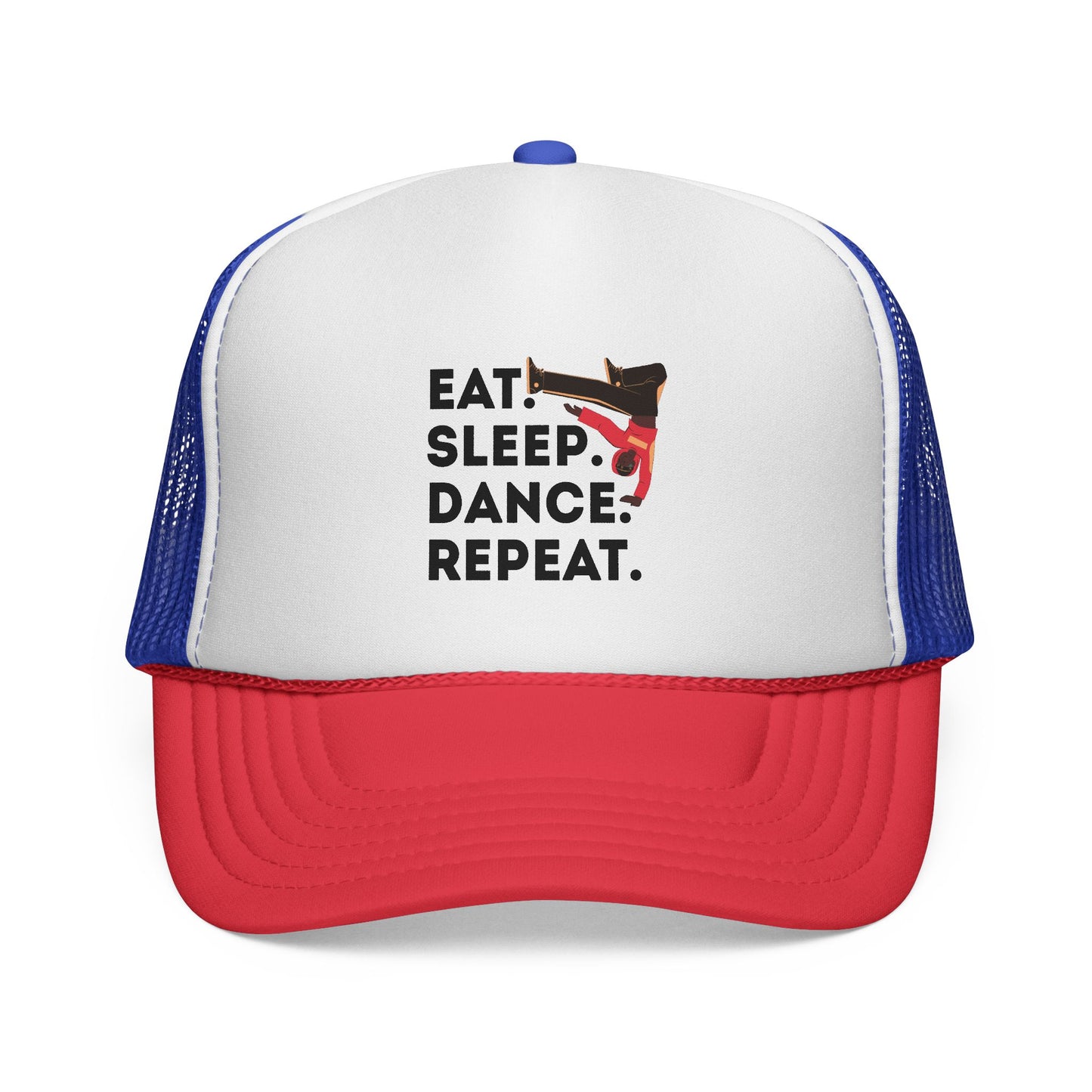 "Eat Sleep Dance Repeat" Trucker Hat – B-Boy Breakdance Graphic Cap for Dancers | Unisex Streetwear Dance Hat