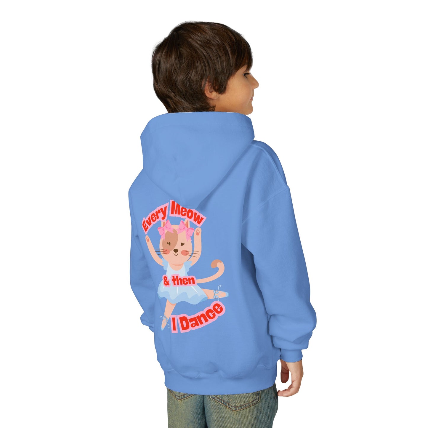 “Every Meow & Then I Dance” Adorable Dancing Cat Graphic | Cute Cat Dance Hoodie for Kids & Young Ballet Enthusiasts - Unisex Youth Hoodie