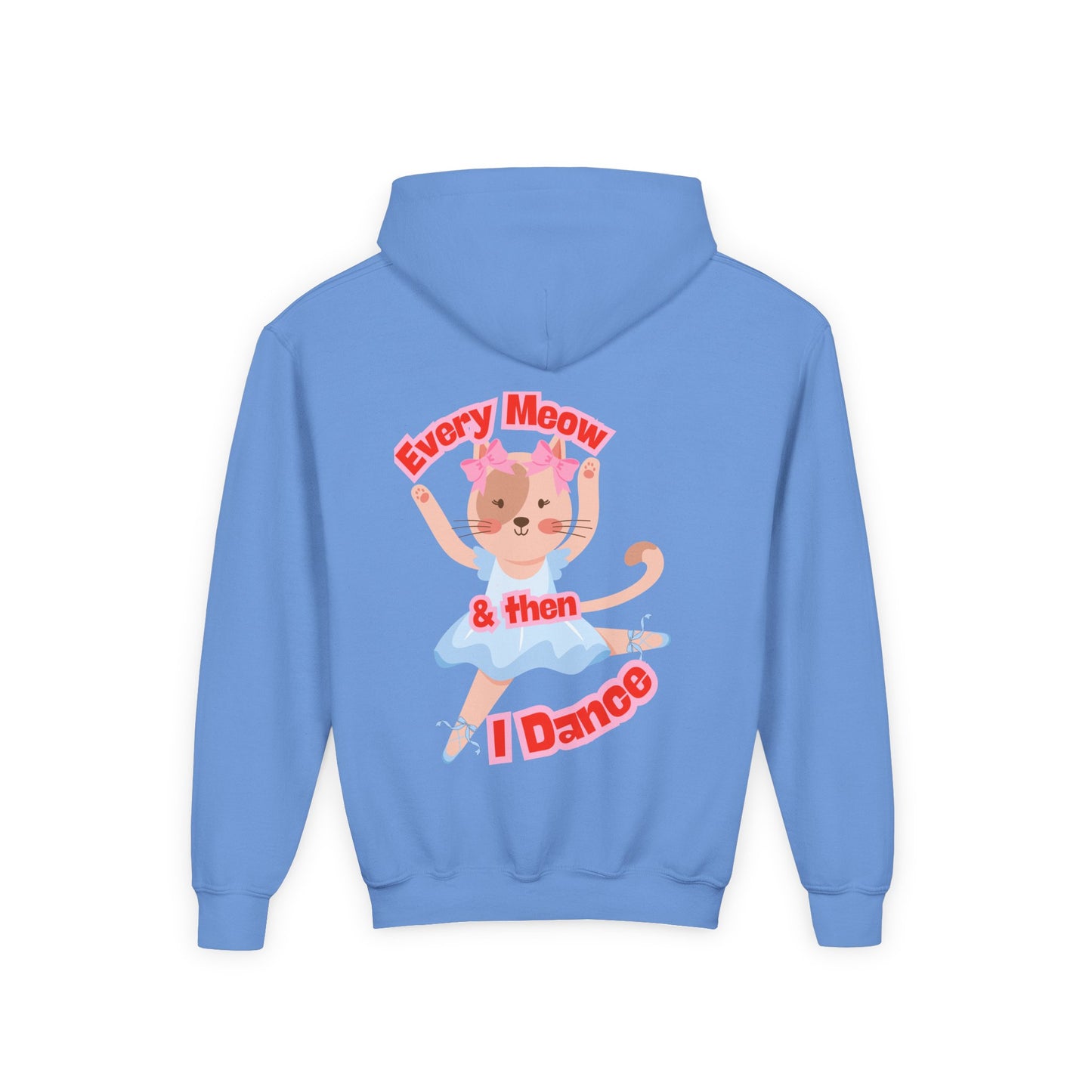 “Every Meow & Then I Dance” Adorable Dancing Cat Graphic | Cute Cat Dance Hoodie for Kids & Young Ballet Enthusiasts - Unisex Youth Hoodie