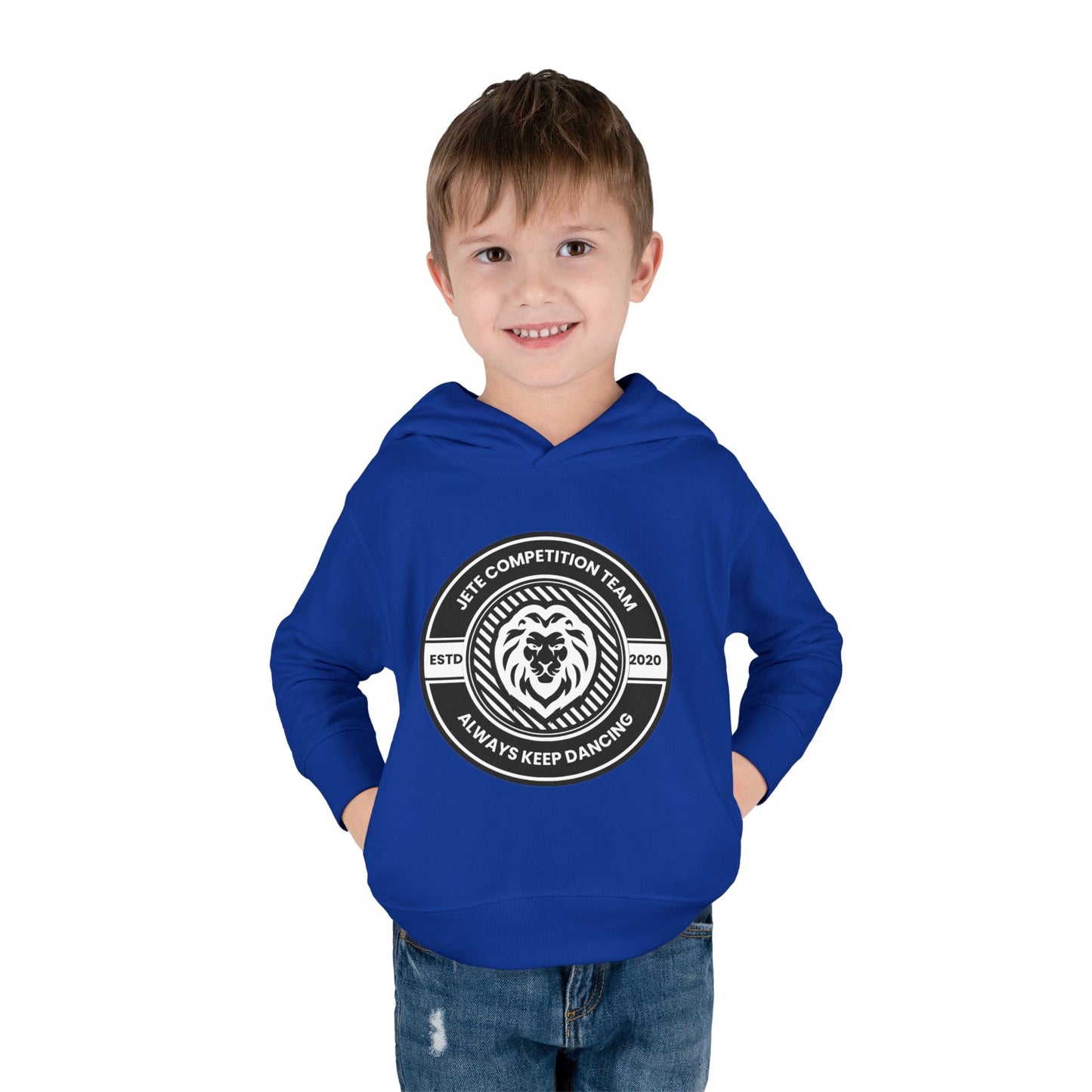 “Jeté Competition Team: Always Keep Dancing” Toddler Pullover Fleece Hoodie – Collegiate Dance Graphic |  Sweatshirt for Kids