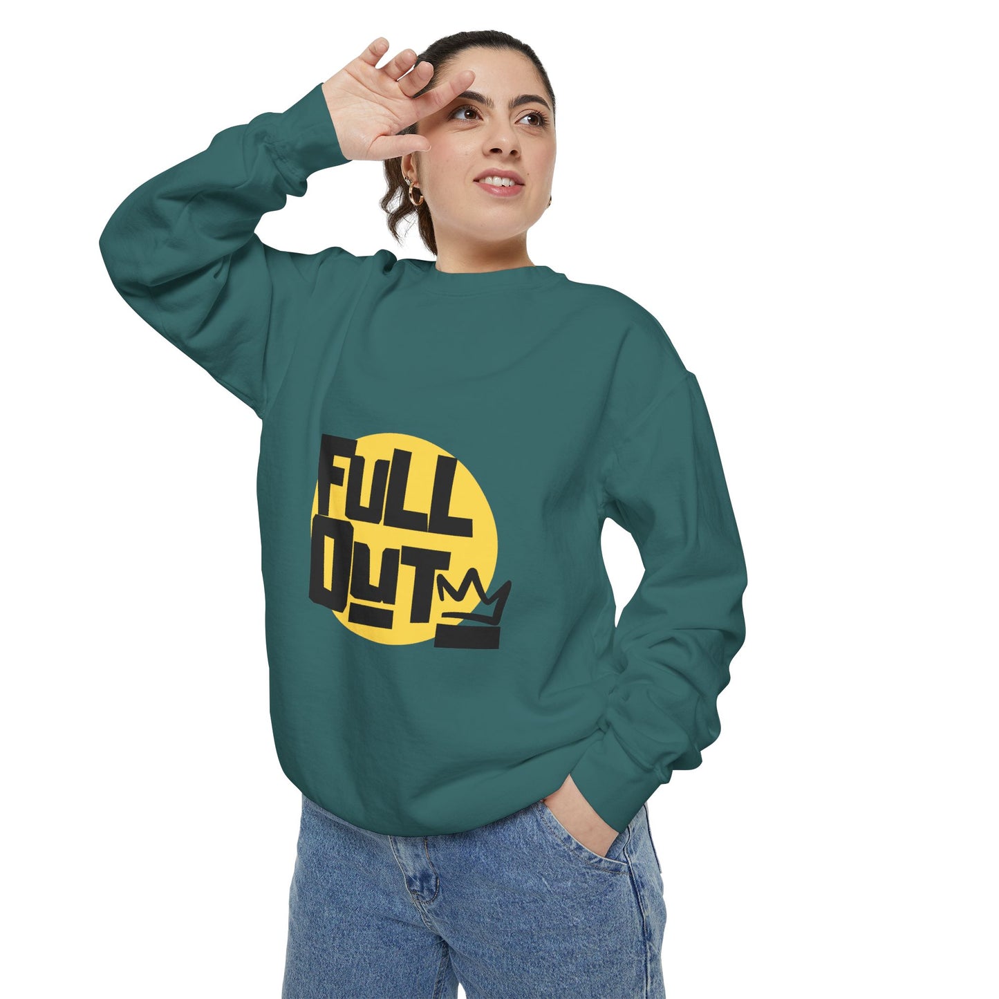 "Full Out" Unisex Lightweight Crewneck Sweatshirt – Bold Streetwear-Inspired Dance Graphic Pullover for Dancers & Performers