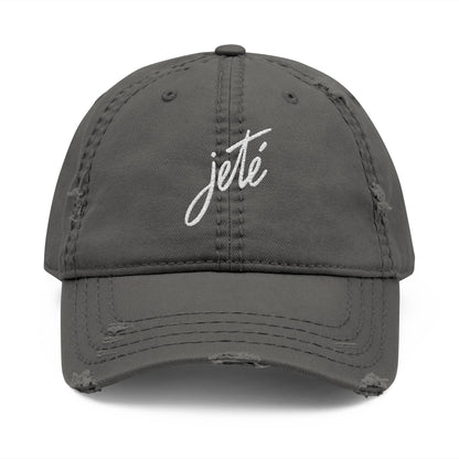 “Jeté” Embroidered Dance Logo - Unisex Distressed Baseball Cap – Vintage-Style Adjustable Hat for Dancers & Dance Lovers