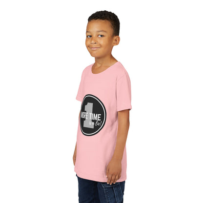 “One More Time is a Lie” Bold Emblem Dancer Graphic T-Shirt for Kids – Funny Dance Rehearsal Shirt - Youth Dance Tee
