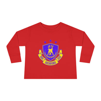 "Jeté Dance Gear" Toddler Dance T-Shirt – Collegiate-Inspired Dancer Graphic Long Sleeve Tee for Kids