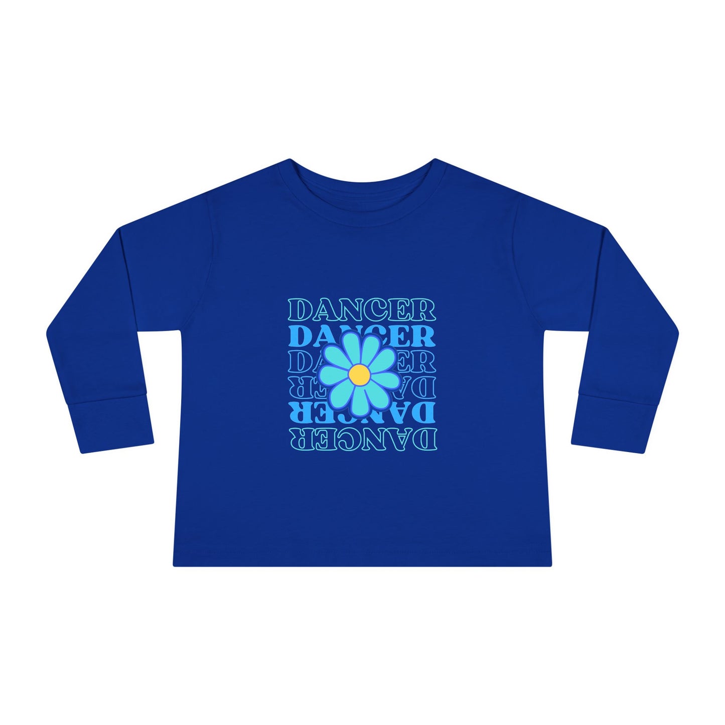 "Dancer" Toddler Long Sleeve Dance T-Shirt – Floral Text Graphic Shirt for Kids