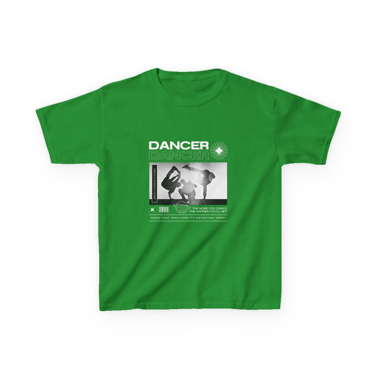 "Dancer" Youth Short Sleeve Tee – Streetwear-Style Breakdancer Graphic Hip Hop Dance Kids T-Shirt