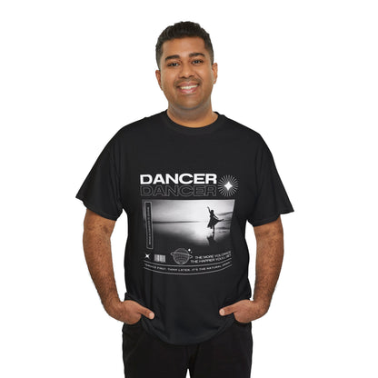 "Dancer" Arabesque Beach Scene Unisex Heavy Cotton Tee – Streetwear-Inspired Ballet Dance Graphic T-Shirt