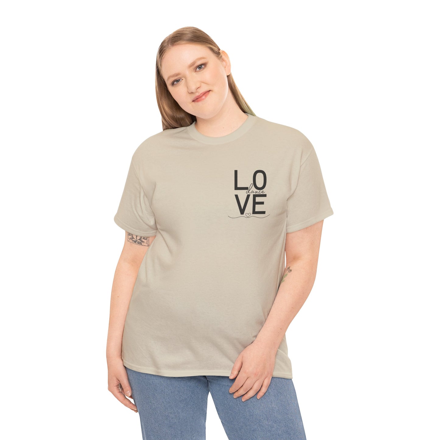 "LOVE Dance" Unisex Heavy Cotton Tee – Script Letter Graphic Dance Lover T-Shirt