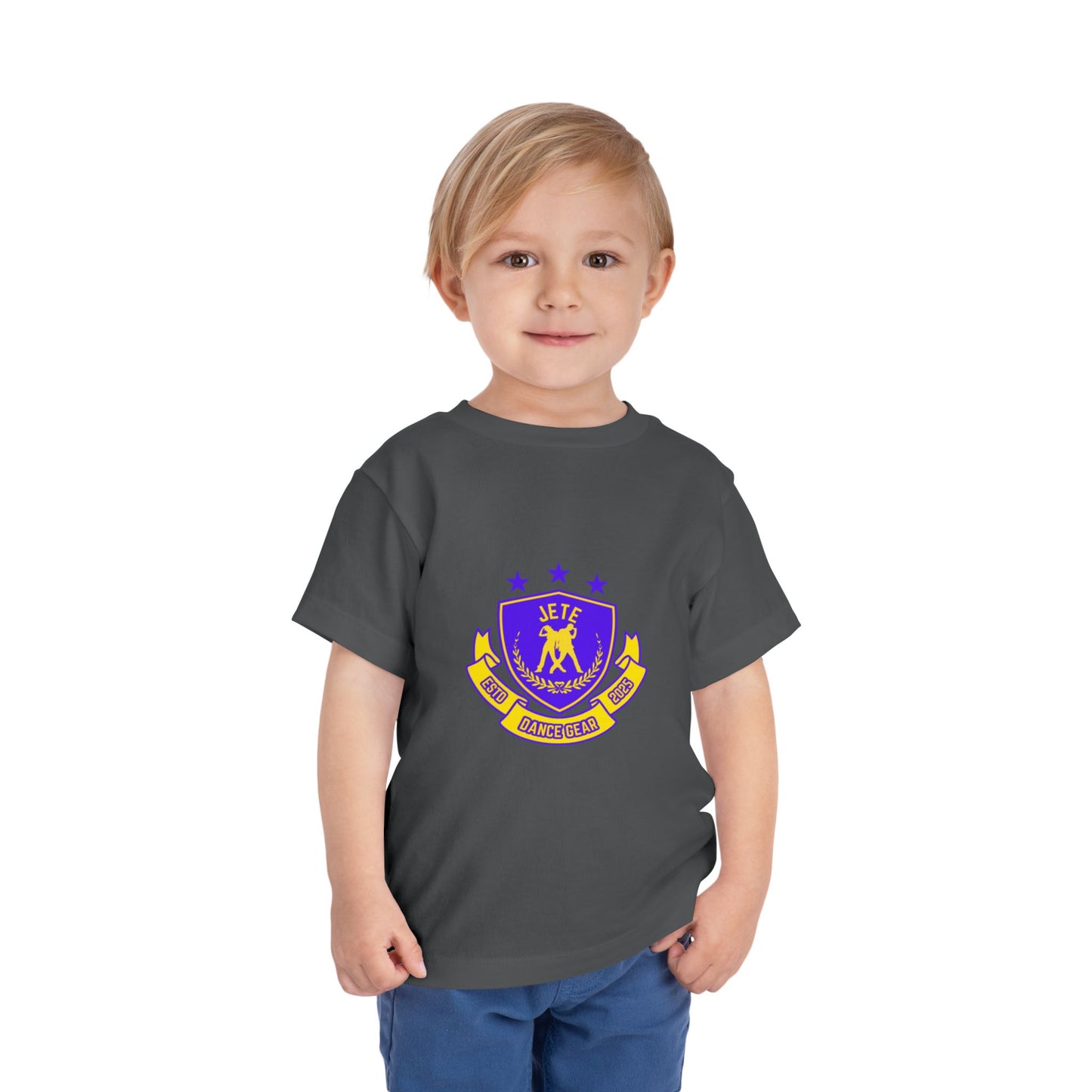 "Jeté Dance Gear" Toddler Dance T-Shirt – Collegiate-Inspired Dancer Graphic Short Sleeve Tee for Kids