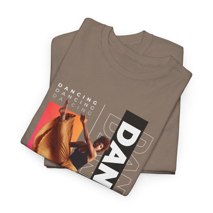 “Dancing” Streetwear-Inspired Female Dancer Unisex Heavy Cotton Tee – Urban Dance Graphic T-Shirt for Performers and Dance Lovers