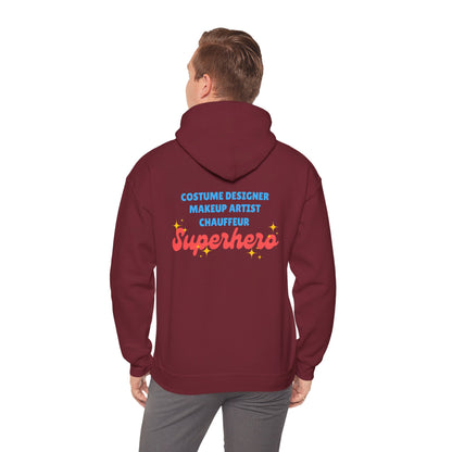 "Dance Mom" Superhero Hoodie – Floral Front Graphic & Fun Back Design | Unisex Hooded Sweatshirt for Proud Dance Parents