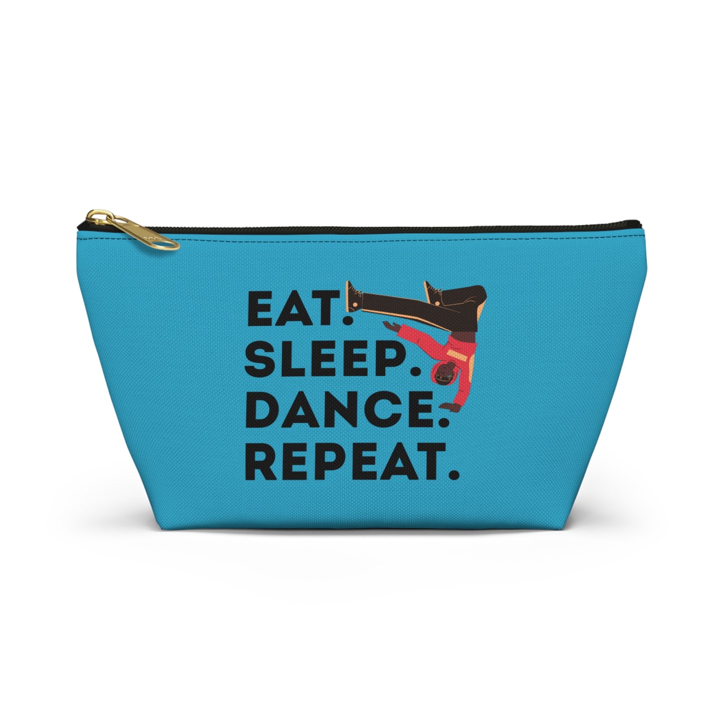 “Eat Sleep Dance Repeat” Makeup Bag – Bold B-Boy Dancer Graphic – Hip Hop Dance-Themed Zipper Pouch for Cosmetics, Accessories & Travel Essentials