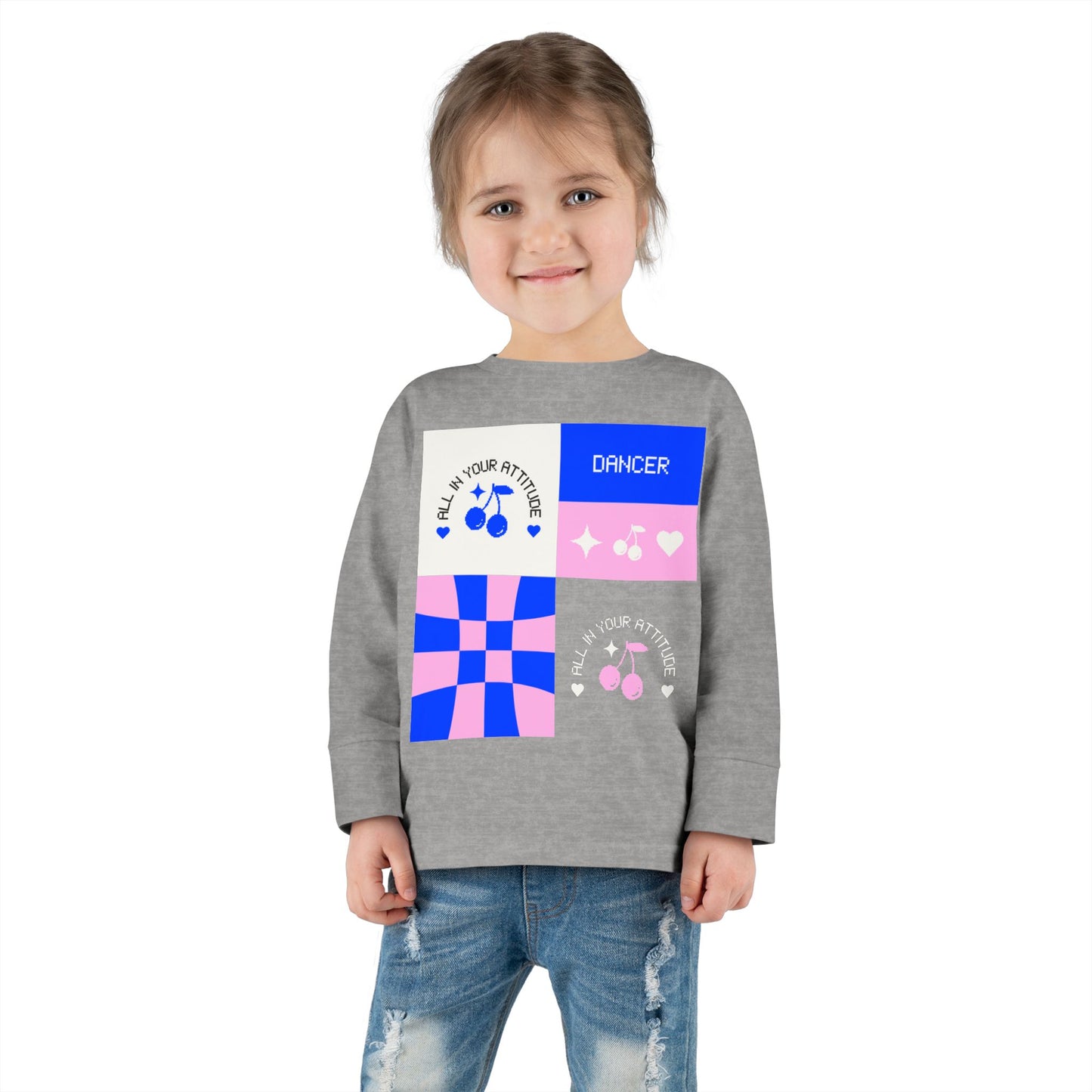"Dancer – All in Your Attitude" Toddler Dance T-Shirt – Retro Graphic Long Sleeve Tee for Kids