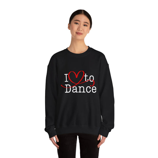 "I Love to Dance" Unisex Crewneck Sweatshirt – Dance Lover Gift with Hand-Drawn Heart Graphic