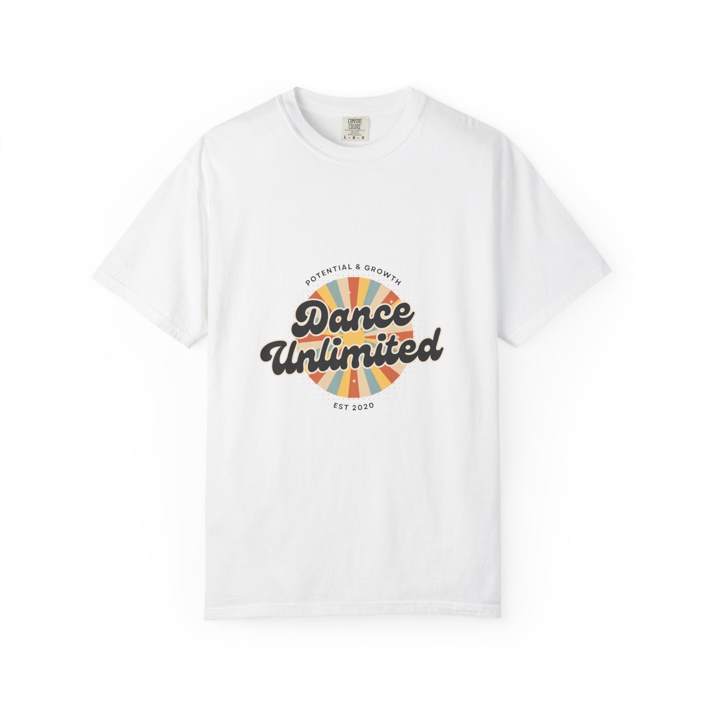 "Dance Unlimited, Potential & Growth" Unisex Garment-Dyed T-Shirt – Retro-Inspired Dance Motivation Graphic Tee – Inspirational Shirt for Dancers"