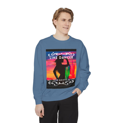 "Line Dancer, Get Your Boots in Line" Unisex Lightweight Crewneck Sweatshirt – Western Dance Graphic Pullover for Country Music & Boot Scootin’ Fans