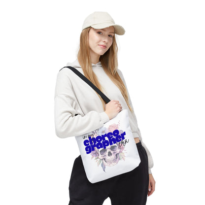 In My Choreographer Era Tote Bag with Colored Handles – Pastel Floral Skull Dance-Inspired Carryall