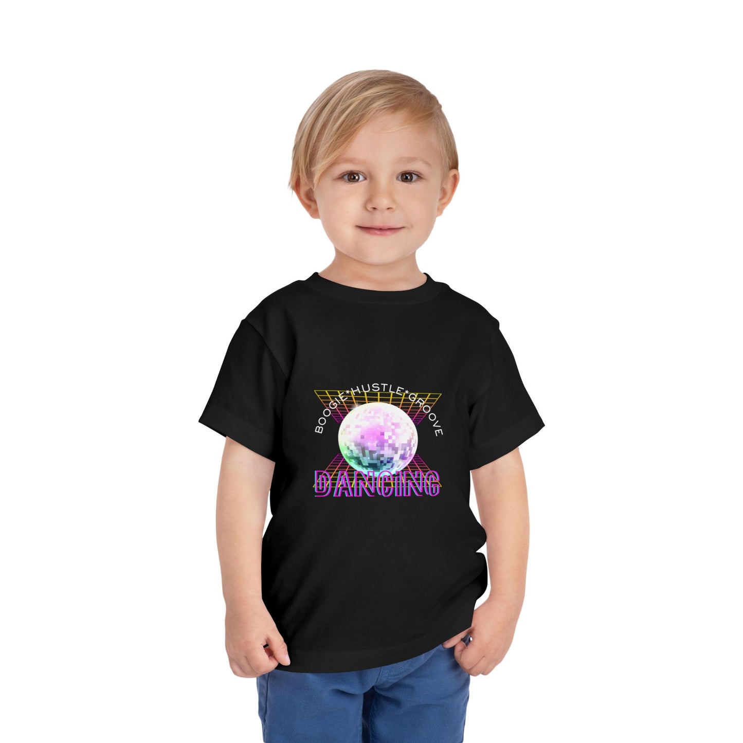 "Boogie, Hustle, Groove - Dancing" Streetwear Dance Graphic – Toddler Short Sleeve Tee