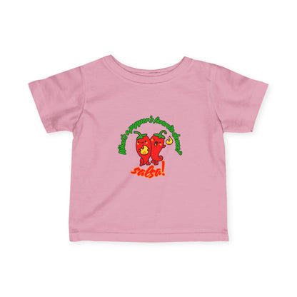 "What's a Pepper's Favorite Dance? Salsa!" Cute Dance-Themed Infant Fine Jersey Tee with Spicy Pepper Graphic – Funny Baby T-Shirt for Little Movers
