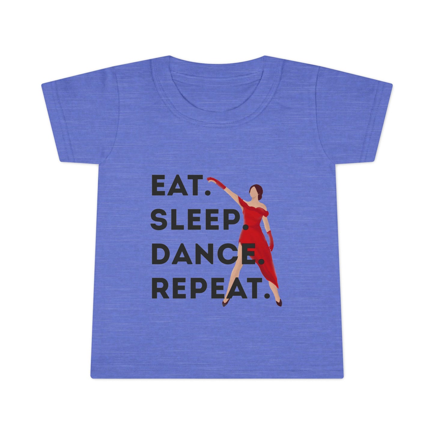 "Eat Sleep Dance Repeat" Toddler T-Shirt – Bold Dancer Graphic Tee for Kids – Short Sleeve Dance Shirt for Toddlers
