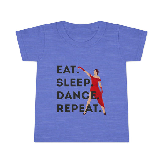 "Eat Sleep Dance Repeat" Toddler T-Shirt – Bold Dancer Graphic Tee for Kids – Short Sleeve Dance Shirt for Toddlers