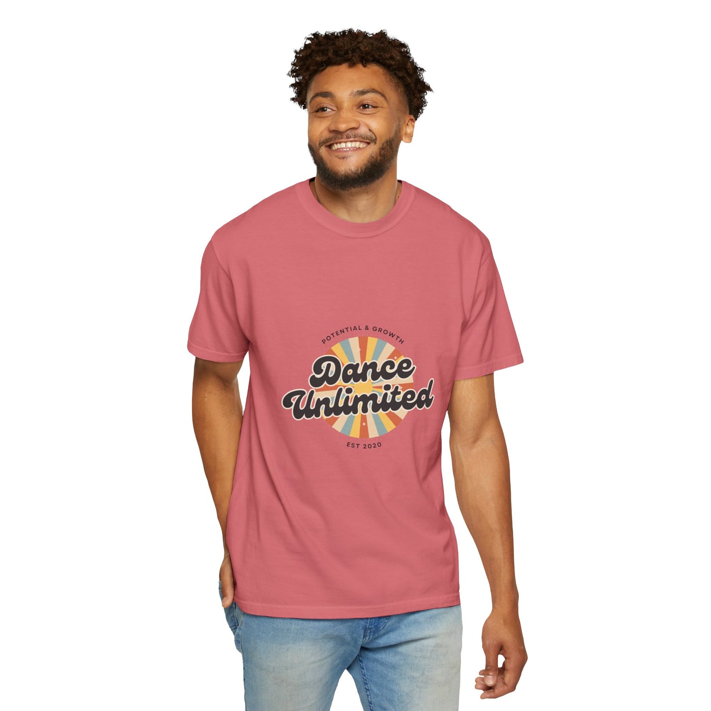 "Dance Unlimited, Potential & Growth" Unisex Garment-Dyed T-Shirt – Retro-Inspired Dance Motivation Graphic Tee – Inspirational Shirt for Dancers"