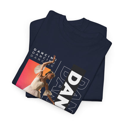 “Dancing” Streetwear-Inspired Female Dancer Unisex Heavy Cotton Tee – Urban Dance Graphic T-Shirt for Performers and Dance Lovers