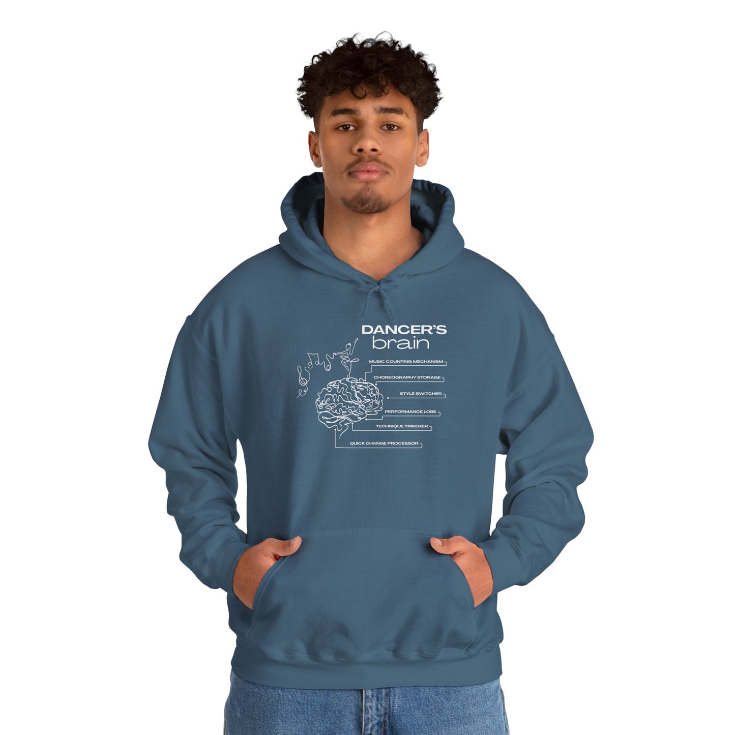 "Dancer’s Brain" Unisex Hoodie – Funny Dance-Themed Hoodie for Teens and Adults with Personalization Option and Cute Dancer Brain Graphic