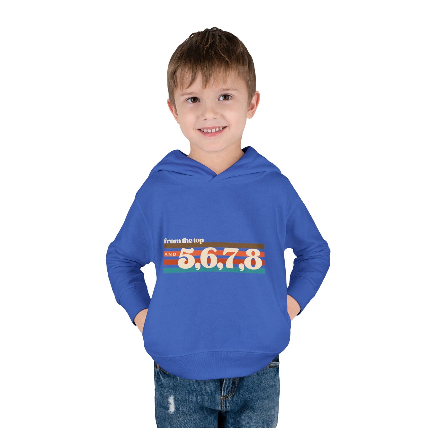 "From the Top and 5, 6, 7, 8" Toddler Pullover Hoodie – Retro Dance Rehearsal Graphic Fleece Sweatshirt for Kids