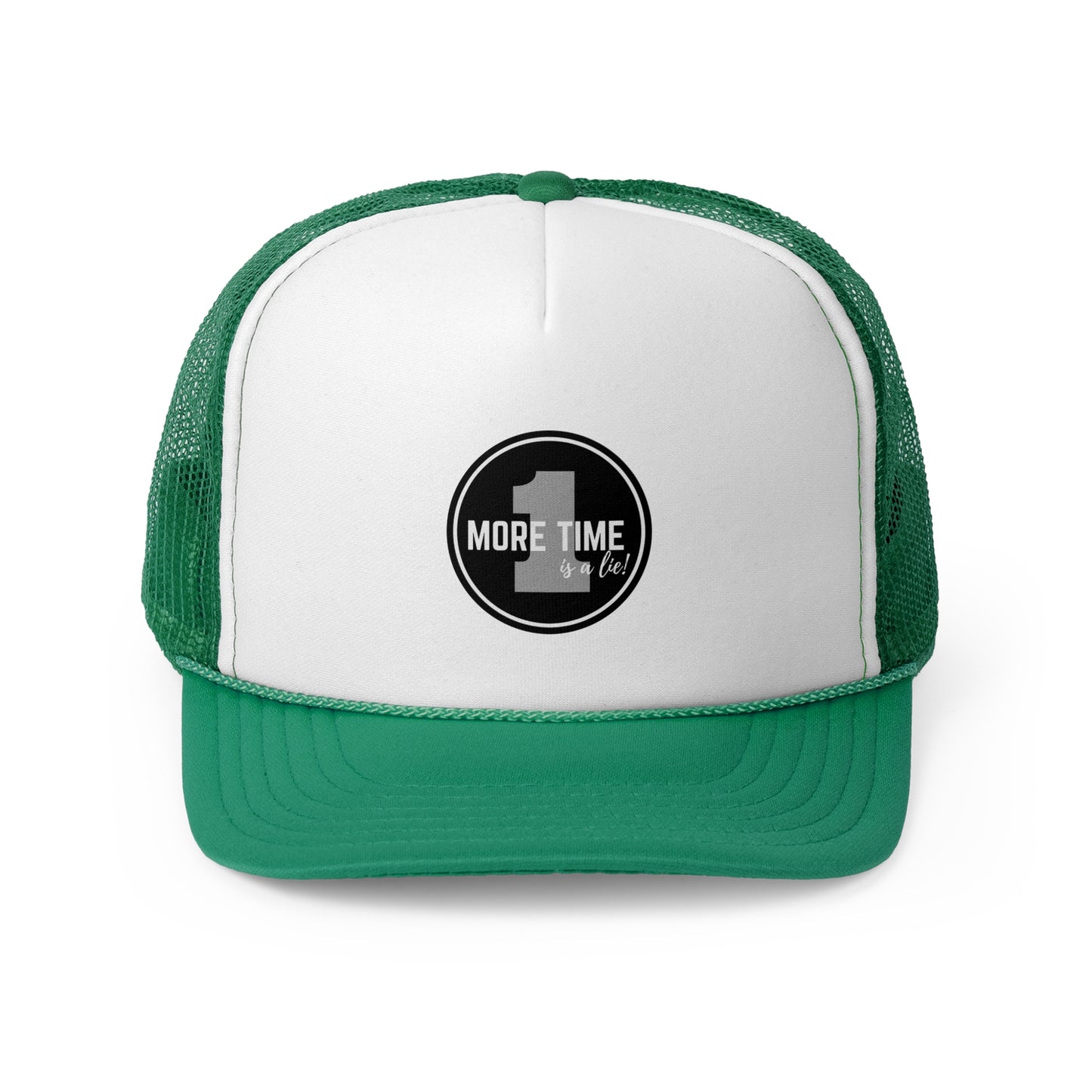"One More Time is a Lie" Dance Quote Unisex Trucker Hat – Emblem Graphic Cap for Dancers & Dance Moms – Funny Dance Rehearsal Hat