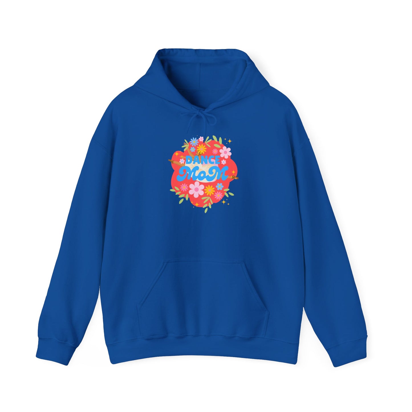 "Dance Mom" Superhero Hoodie – Floral Front Graphic & Fun Back Design | Unisex Hooded Sweatshirt for Proud Dance Parents