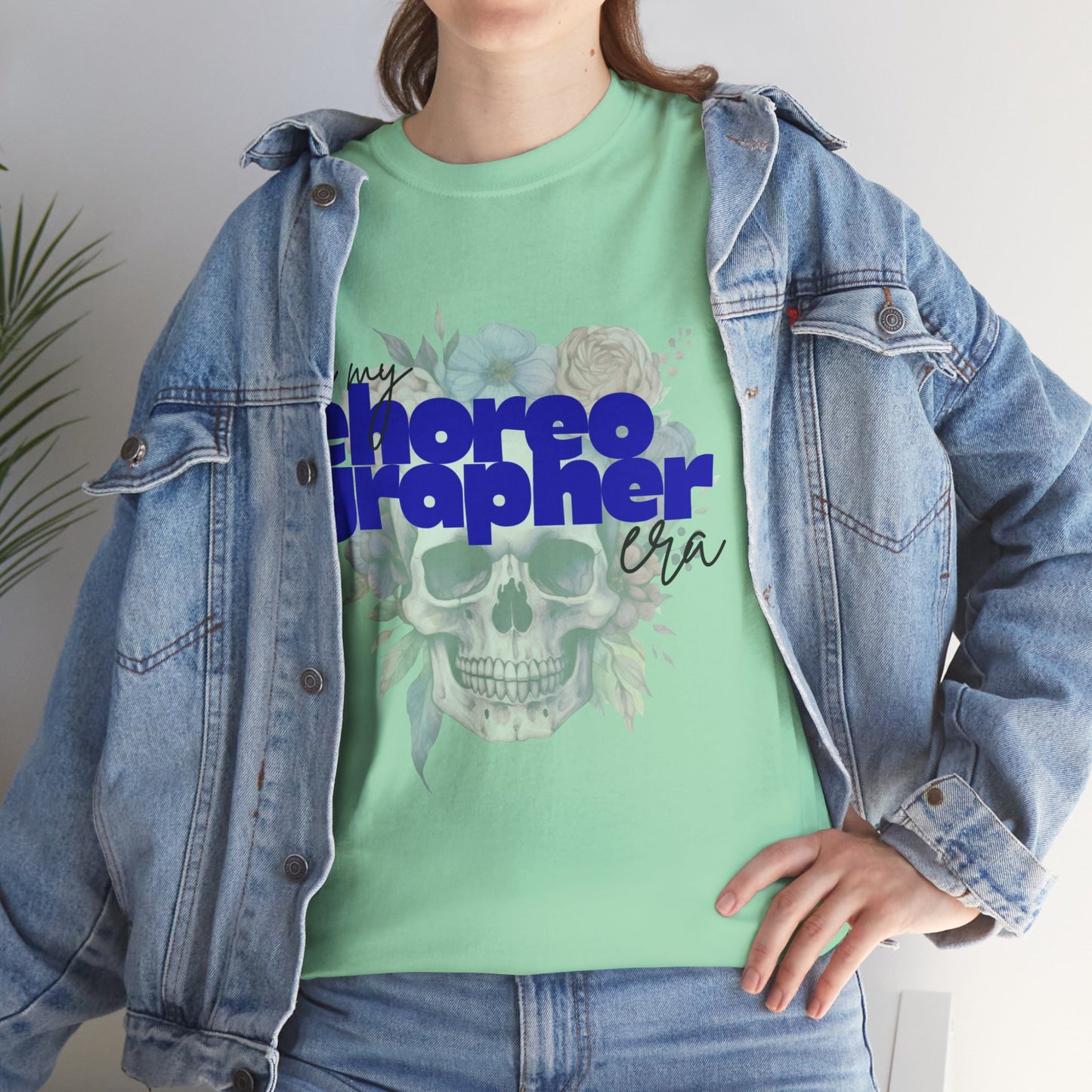 "In My Choreographer Era" Skull Floral Tee – Unisex Heavy Cotton Dance T-Shirt with Cool Gothic Graphic