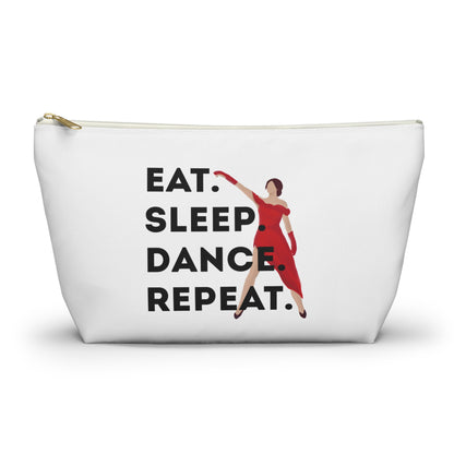 “Eat Sleep Dance Repeat” Makeup Bag – Bold Dancer Graphic – Dance-Themed Zipper Pouch for Cosmetics, Accessories & Travel Essentials