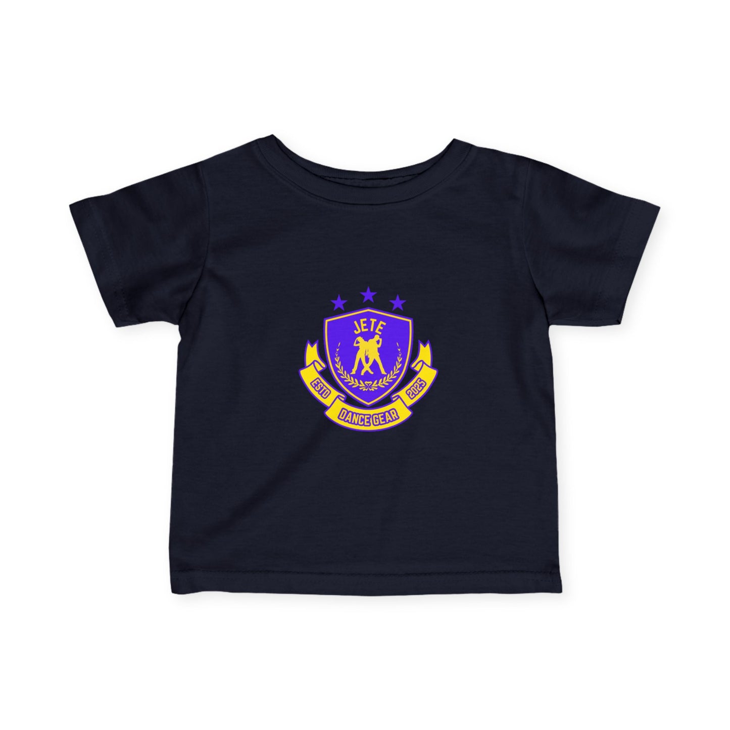 "Jeté Dance Gear" Infant Dance T-Shirt – Collegiate-Inspired Dancer Graphic Short Sleeve Tee for Babies