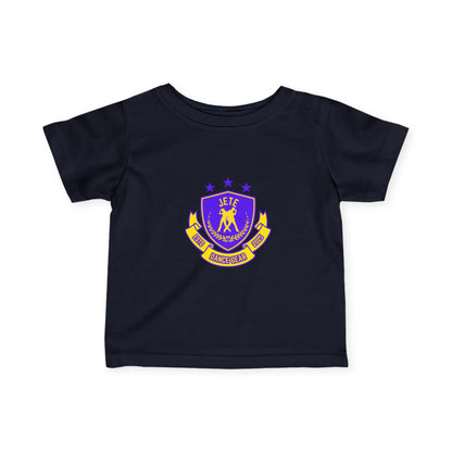 "Jeté Dance Gear" Infant Dance T-Shirt – Collegiate-Inspired Dancer Graphic Short Sleeve Tee for Babies
