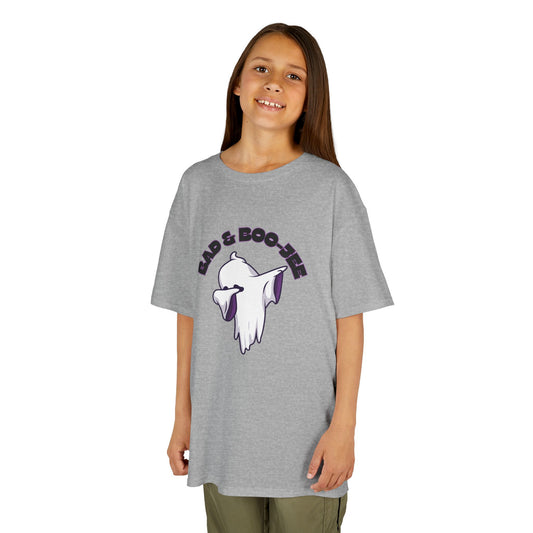 “Bad & Boo-jee” Funny Halloween Dance T-Shirt with Cute Ghost Dab Graphic - Kids Heavy Cotton™ Tee