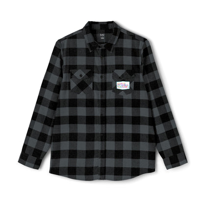 Levels Premium Collection Flannel Shirt – Unisex Streetwear Button-Up with "Levels Pictures Textures" Front Text and Bold Dancer Silhouette Back Graphic