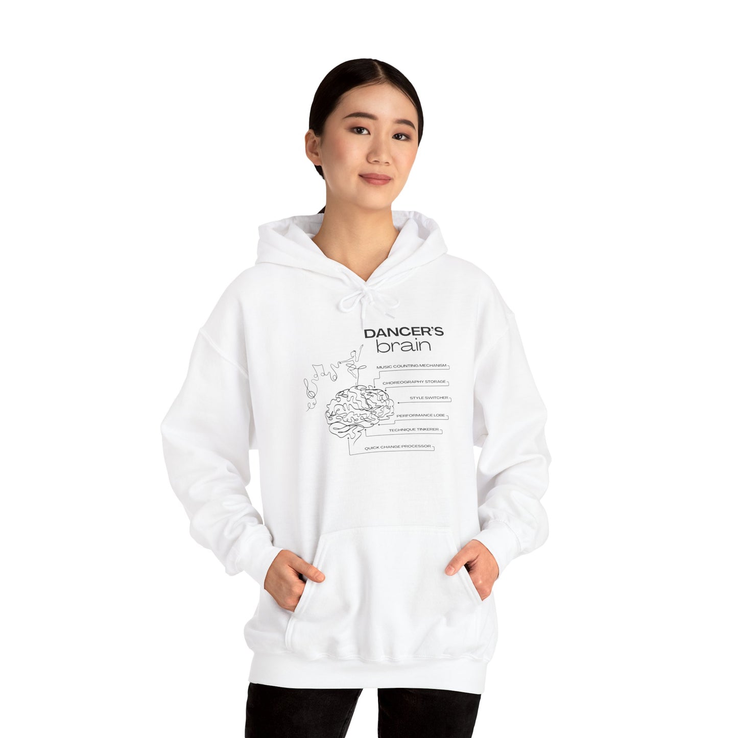 "Dancer’s Brain" Unisex Hoodie – Funny Dance-Themed Hoodie for Teens and Adults with Personalization Option and Cute Dancer Brain Graphic
