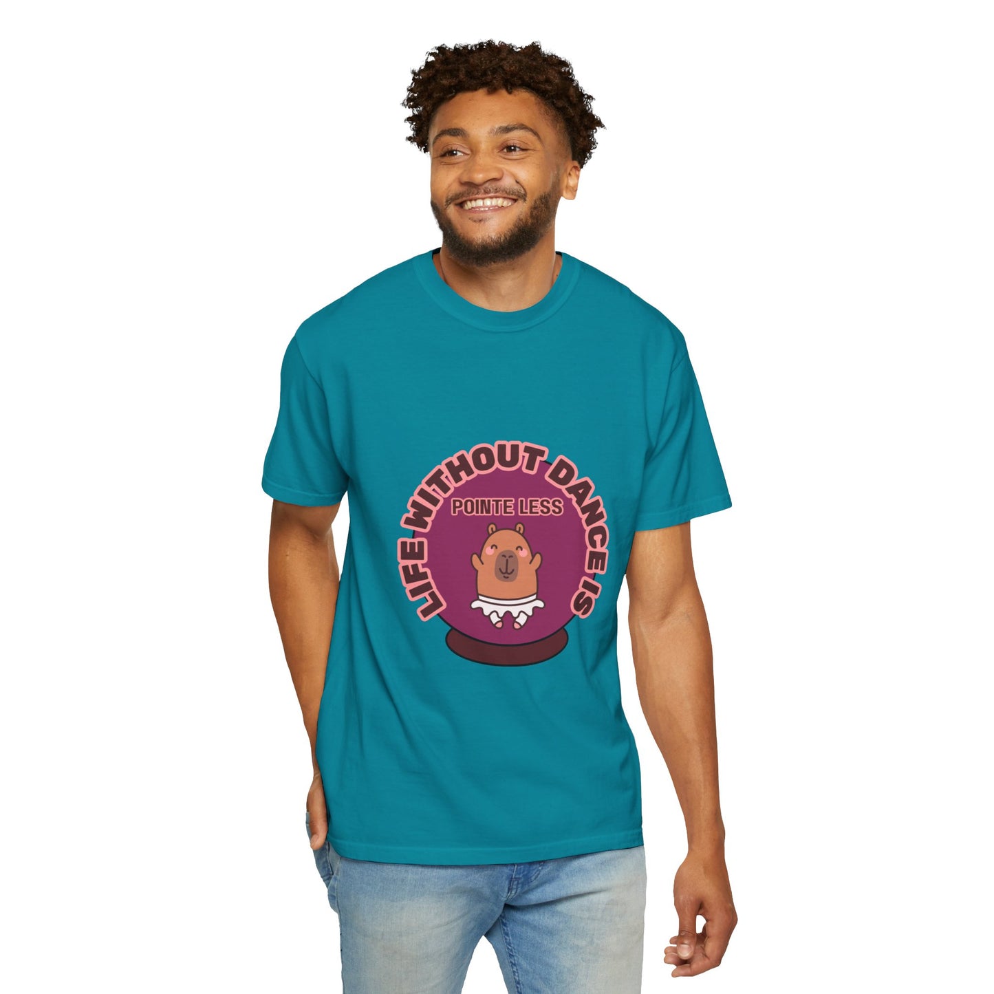 "Life Without Dance is Pointeless" Unisex Garment-Dyed T-Shirt – Cute Dancing Capybara Graphic Tee – Funny Dance Shirt for Animal Lovers & Performers