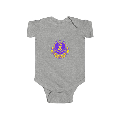 "Jeté Dance Gear" Infant Short Sleeve Bodysuit – Collegiate-Inspired Dance Graphic Baby Outfit for Future Dancers