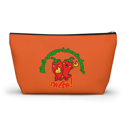 "What’s a Pepper’s Favorite Dance? Salsa!" Makeup Bag – Funny Dance Pun with Colorful Pepper Graphic – Cute Zipper Pouch for Cosmetics, Accessories & Gifts