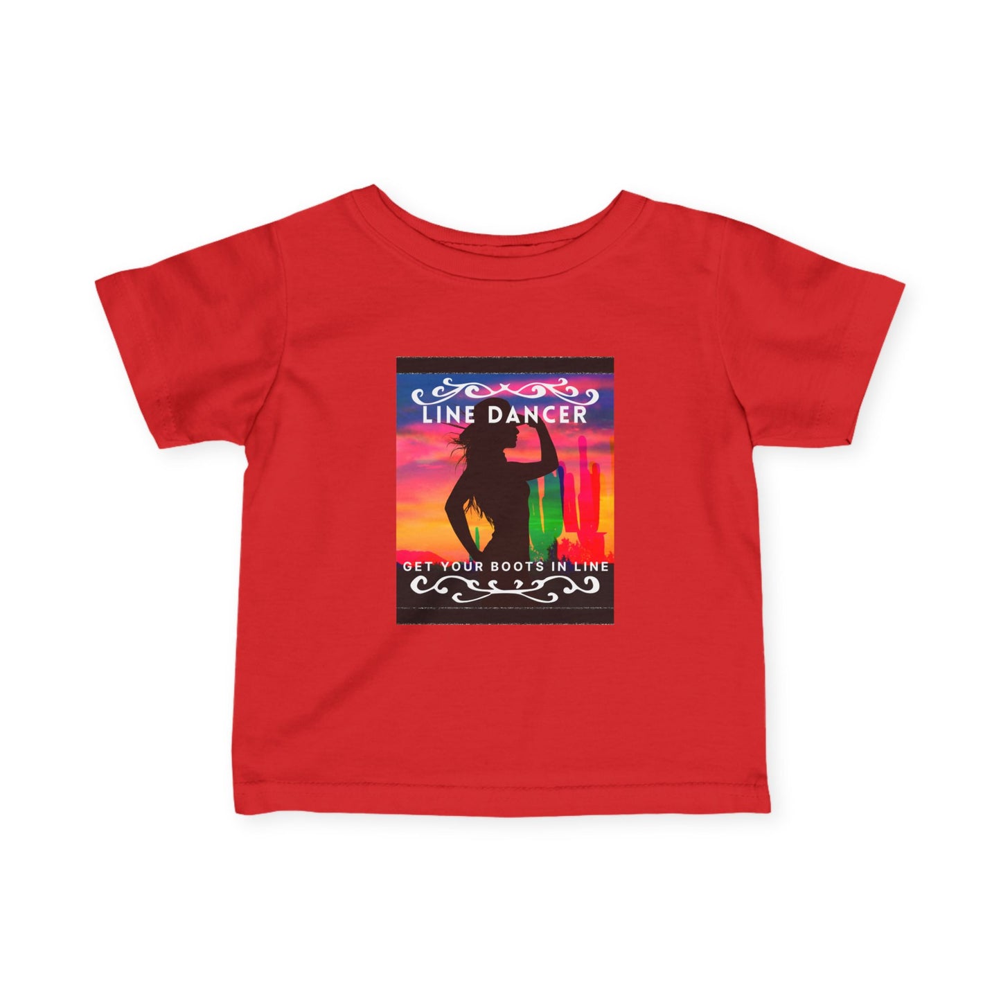 "Line Dancer, Get Your Boots in Line" Western-Inspired Graphic – Infant Fine Jersey Dance Tee